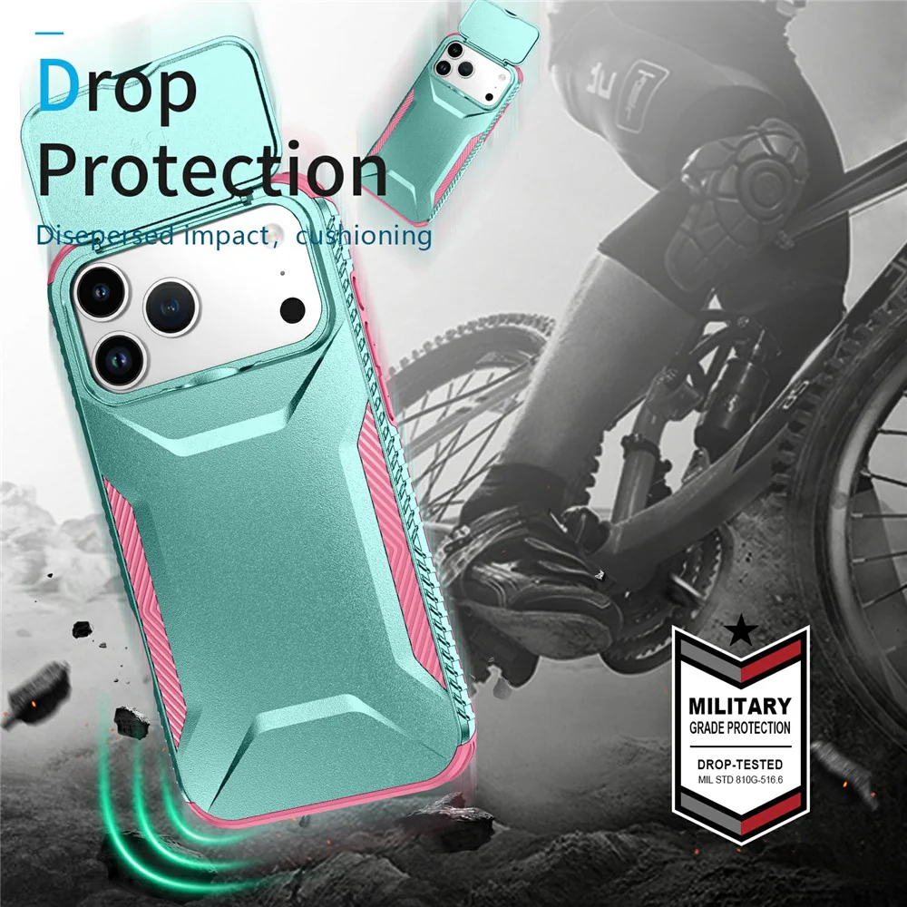 For iPhone 17 Pro Max Case Camshield TPU + PC Phone Cover Non-Slip Side Edge - Green / Pink - Image 7