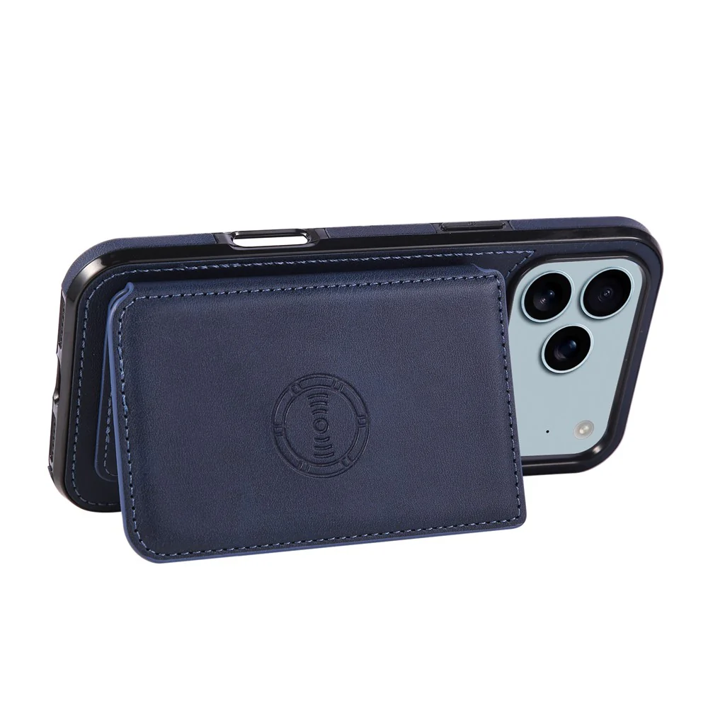 For iPhone 17 Pro Max Case Card Holder Kickstand PU Leather + TPU Phone Cover - Blue - Image 4