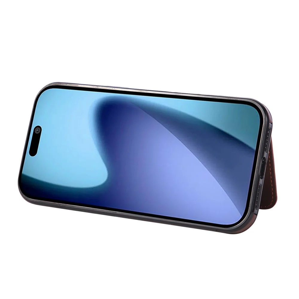 For iPhone 17 Pro Max Case Card Holder Kickstand PU Leather + TPU Phone Cover - Coffee - Image 3