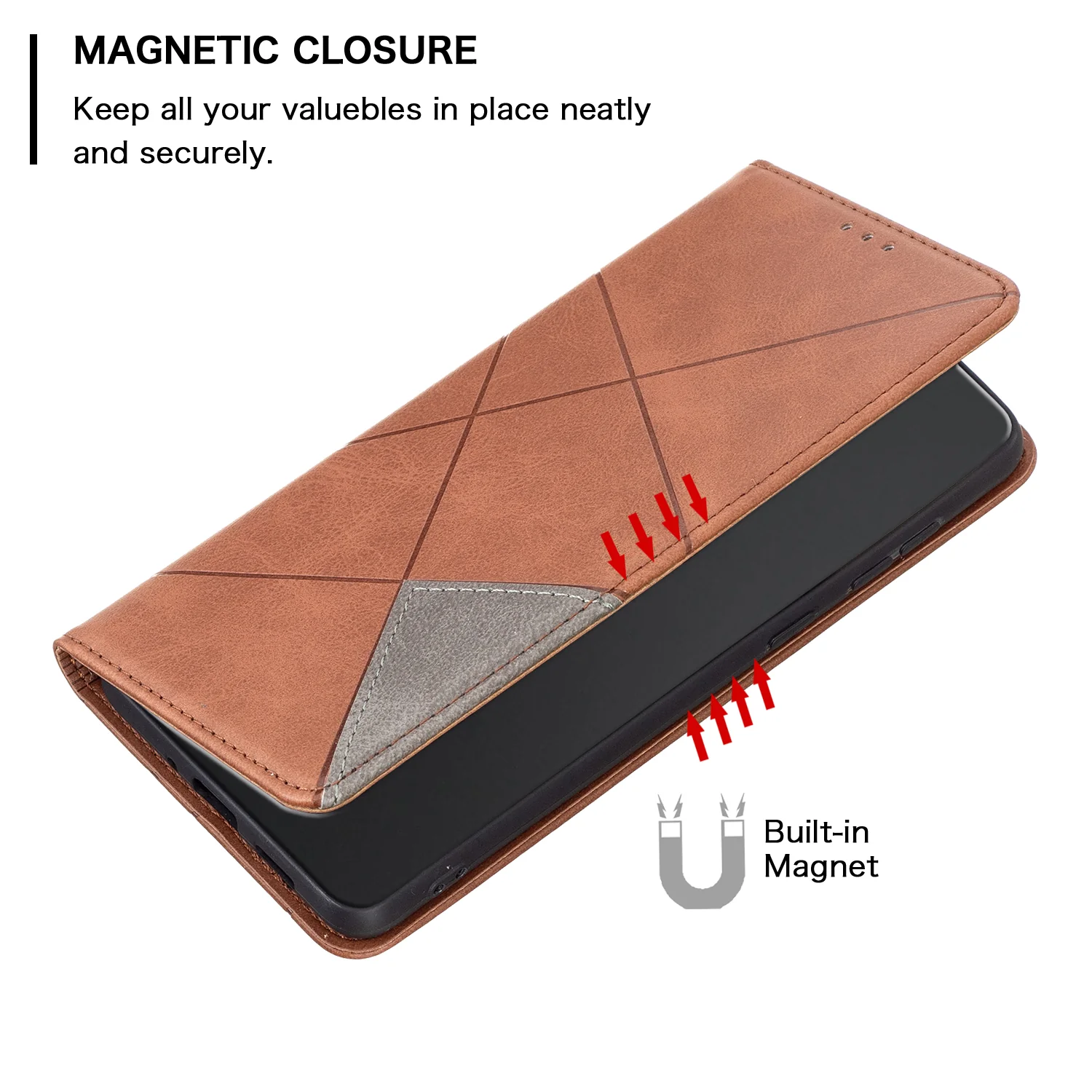 For iPhone 17 Pro Max Case Card Slots Geometry Imprint Leather Phone Cover - Brown - Image 5