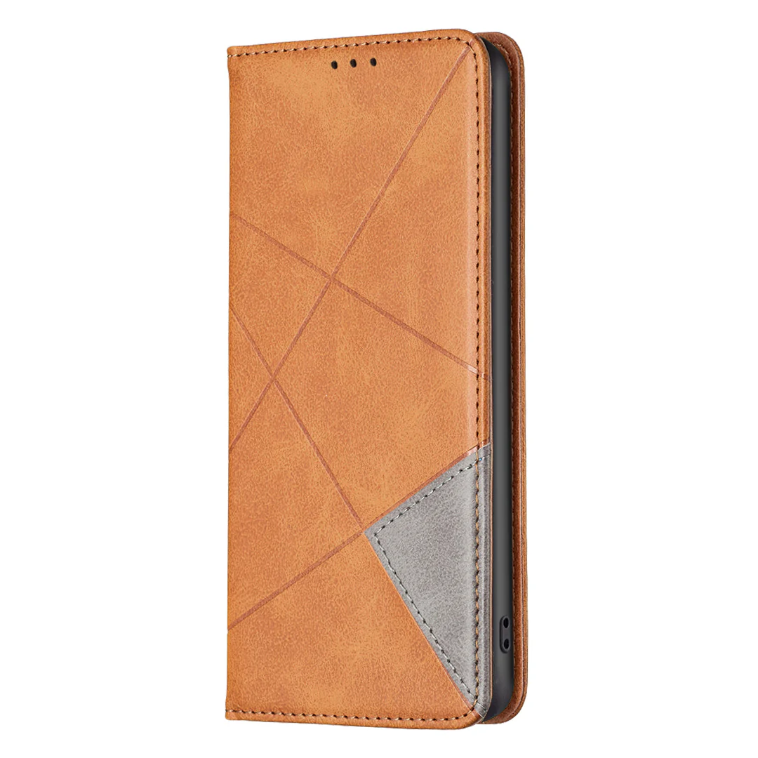 For iPhone 17 Pro Max Case Card Slots Geometry Imprint Leather Phone Cover - Yellow - Image 2