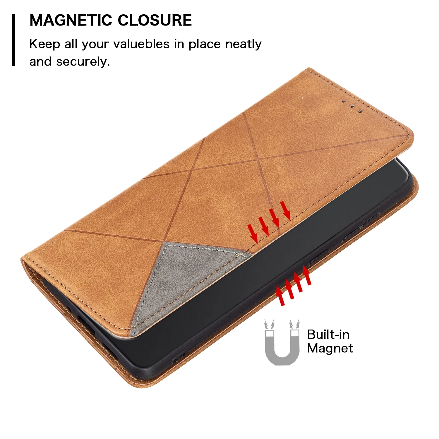 For iPhone 17 Pro Max Case Card Slots Geometry Imprint Leather Phone Cover - Yellow - Image 5