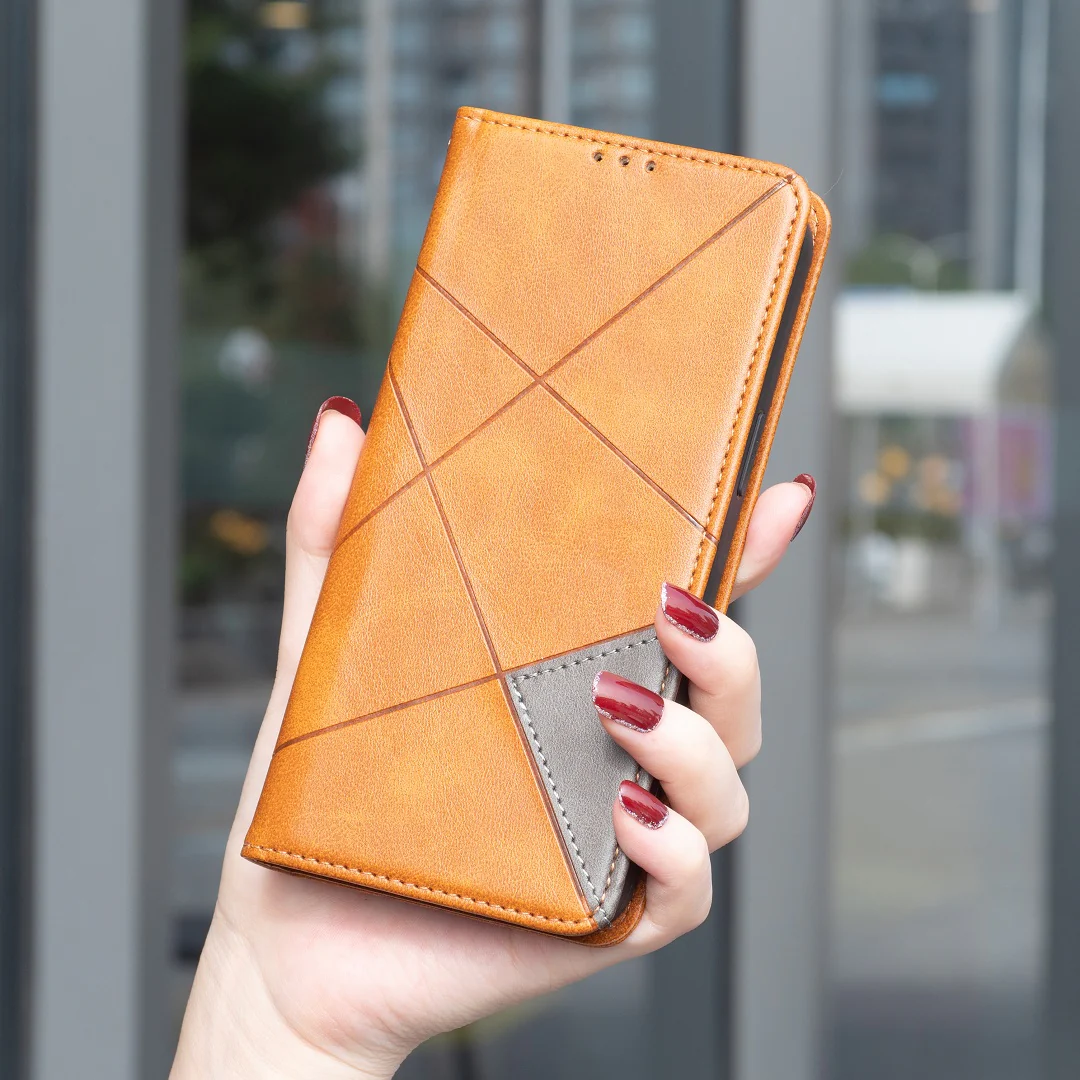 For iPhone 17 Pro Max Case Card Slots Geometry Imprint Leather Phone Cover - Yellow - Image 8