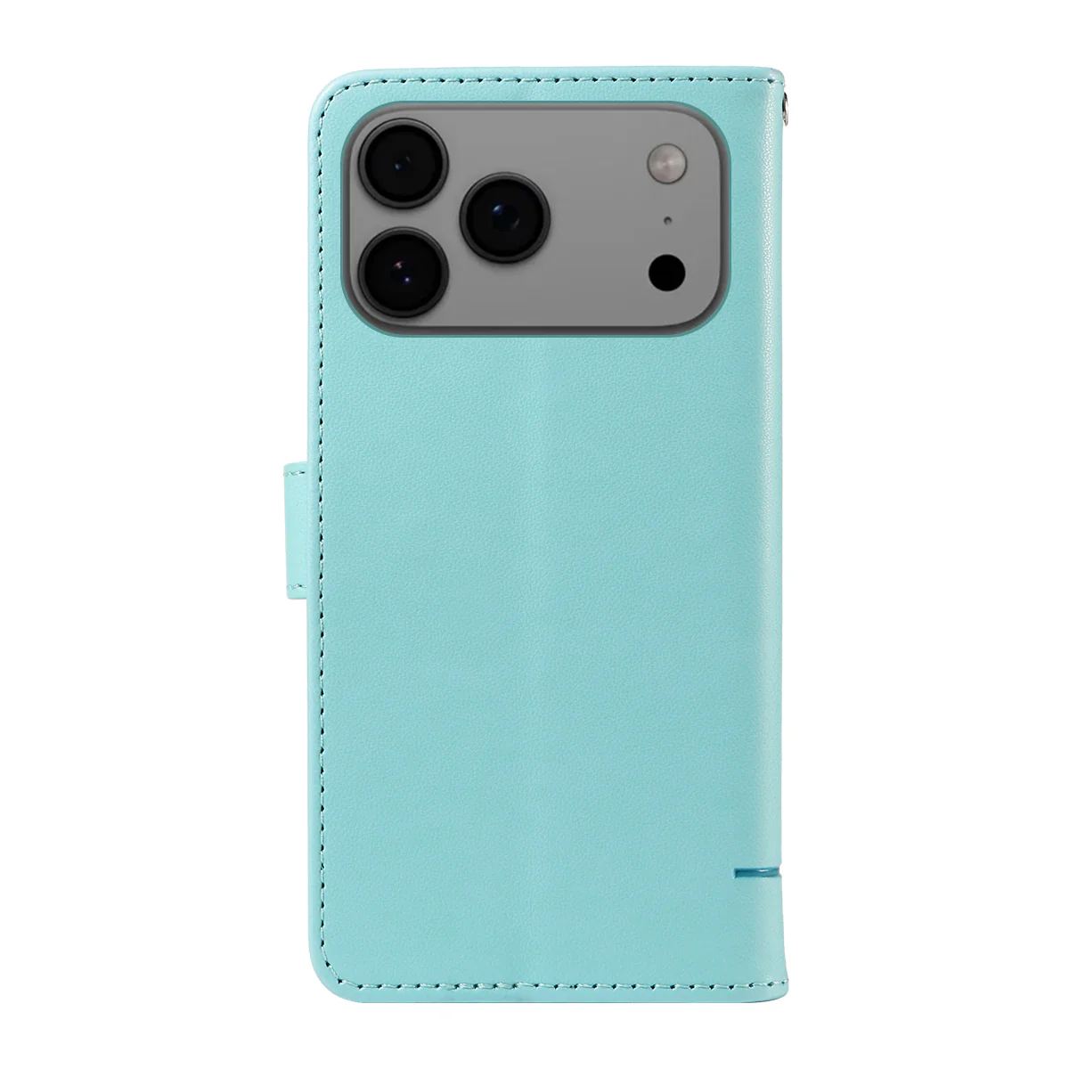 For iPhone 17 Pro Max Case Cat Pattern Imprint Leather Phone Cover with Wrist Strap - Green - Image 7