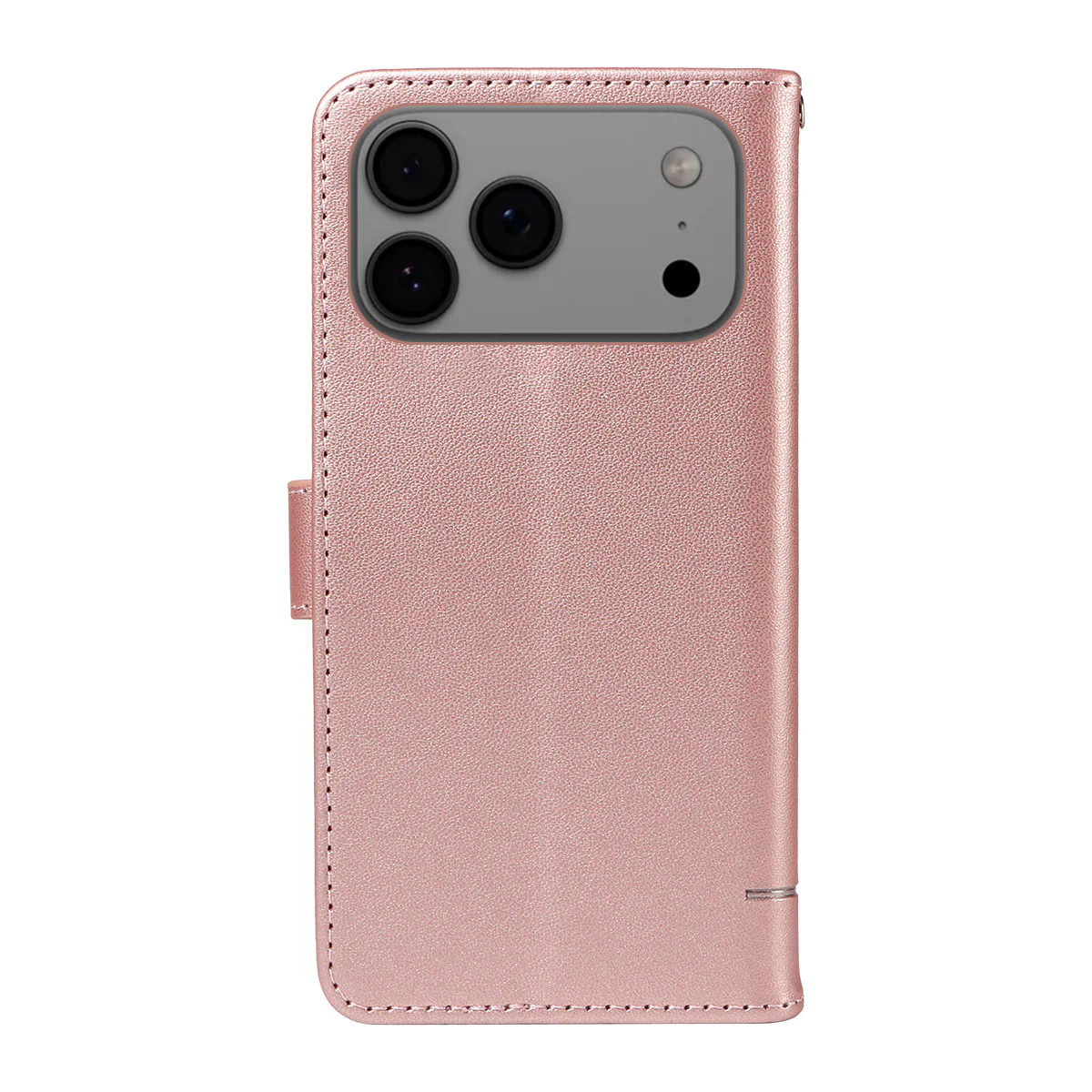 For iPhone 17 Pro Max Case Cat Pattern Imprint Leather Phone Cover with Wrist Strap - Rose Gold - Image 7