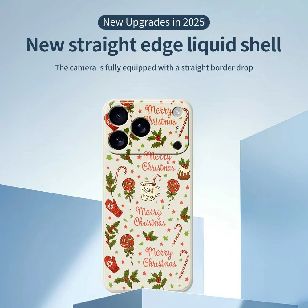 For iPhone 17 Pro Max Case Christmas Candy Gloves Pattern Printing Straight Edge TPU Phone Back Cover - Black - Image 2