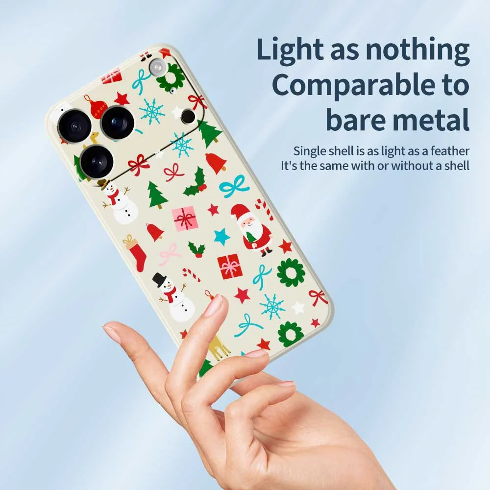 For iPhone 17 Pro Max Case Christmas Decorations Pattern Printing Straight Edge TPU Phone Back Cover - Beige - Image 3