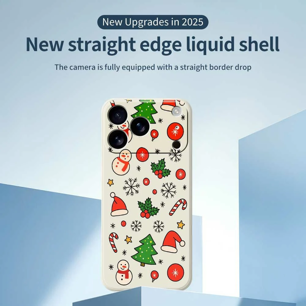 For iPhone 17 Pro Max Case Christmas Elements Pattern Printing Straight Edge TPU Phone Back Cover - Beige - Image 2