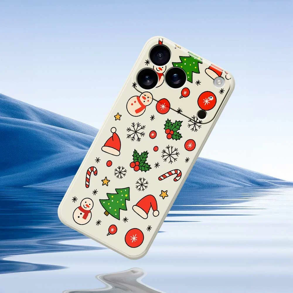For iPhone 17 Pro Max Case Christmas Elements Pattern Printing Straight Edge TPU Phone Back Cover - Black - Image 6