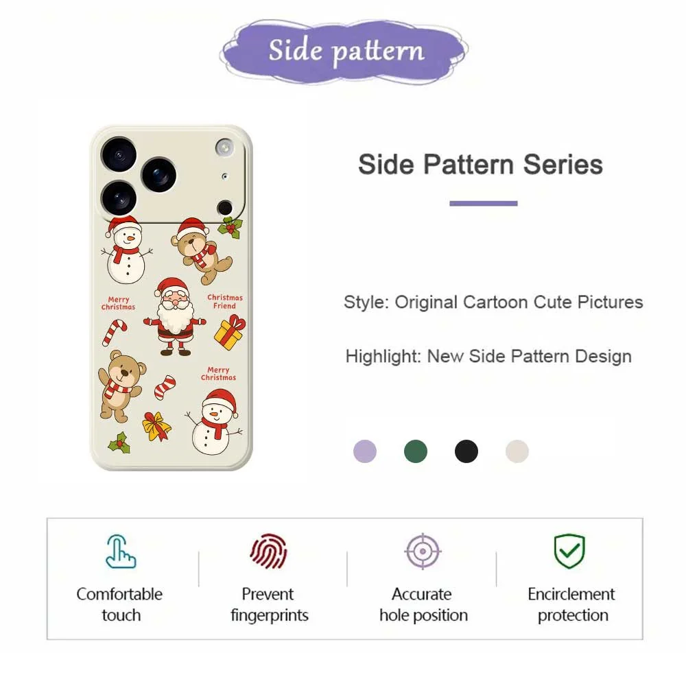 For iPhone 17 Pro Max Case Christmas Friends Pattern Printing Straight Edge TPU Phone Back Cover - Black - Image 7