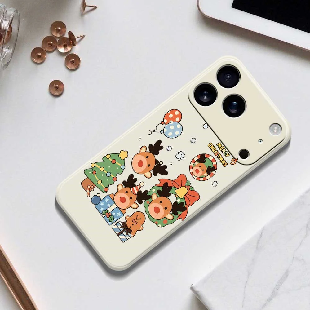 For iPhone 17 Pro Max Case Christmas Gift Deer Pattern Printing Straight Edge TPU Phone Back Cover - Black - Image 6