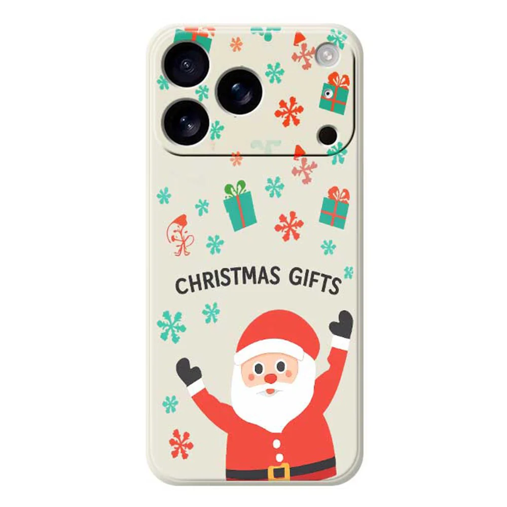 For iPhone 17 Pro Max Case Christmas Gifts Pattern Printing Straight Edge TPU Phone Back Cover - Beige
