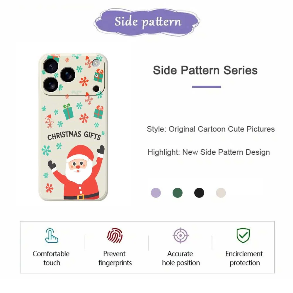 For iPhone 17 Pro Max Case Christmas Gifts Pattern Printing Straight Edge TPU Phone Back Cover - Beige - Image 2
