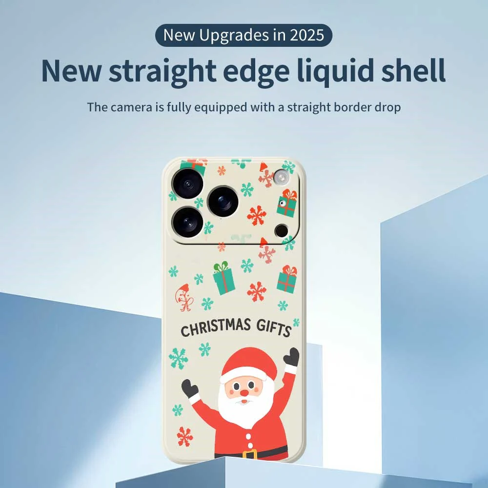 For iPhone 17 Pro Max Case Christmas Gifts Pattern Printing Straight Edge TPU Phone Back Cover - Beige - Image 3