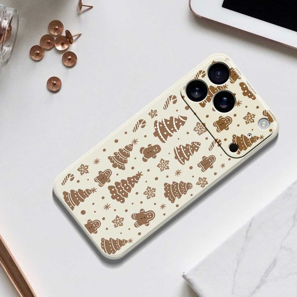 For iPhone 17 Pro Max Case Christmas Gingerbread Pattern Printing Straight Edge TPU Phone Back Cover - Black - Image 6