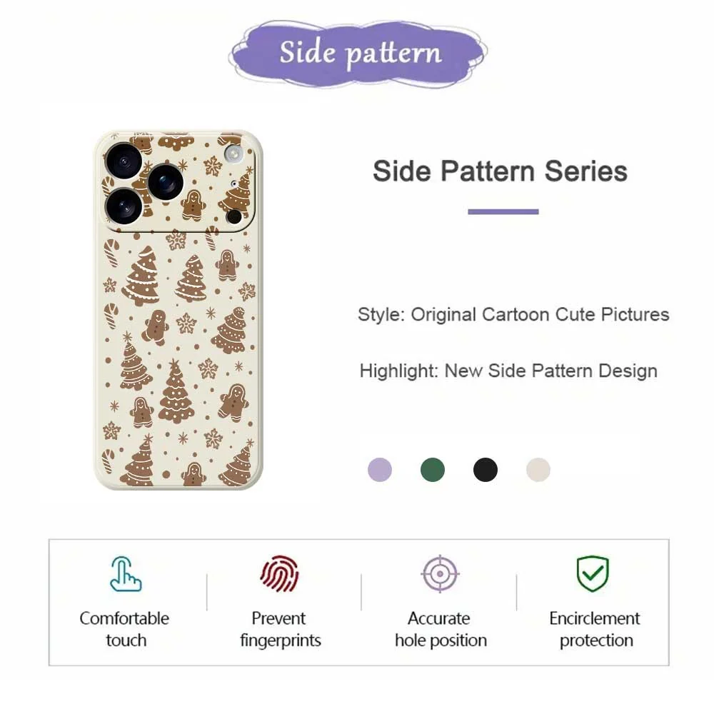 For iPhone 17 Pro Max Case Christmas Gingerbread Pattern Printing Straight Edge TPU Phone Back Cover - Purple - Image 7