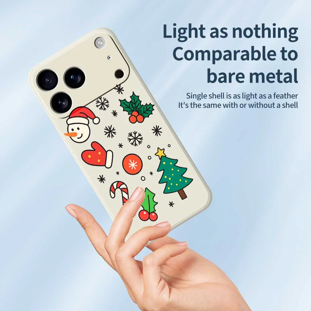 For iPhone 17 Pro Max Case Christmas Snowman and Tree Pattern Printing Straight Edge TPU Phone Back Cover - Black - Image 3
