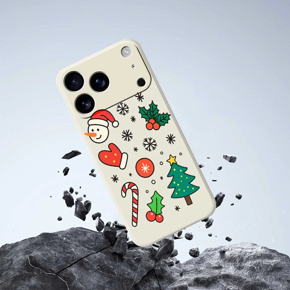 For iPhone 17 Pro Max Case Christmas Snowman and Tree Pattern Printing Straight Edge TPU Phone Back Cover - Green - Image 5