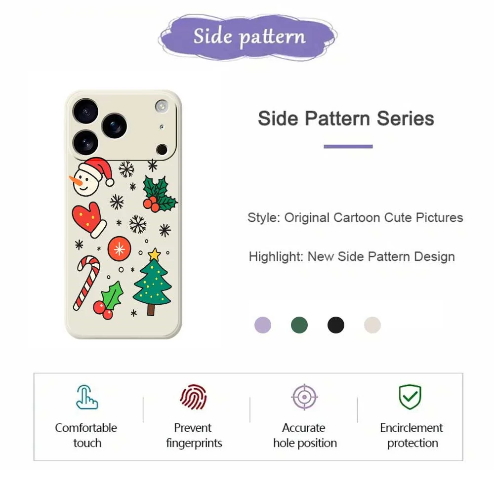 For iPhone 17 Pro Max Case Christmas Snowman and Tree Pattern Printing Straight Edge TPU Phone Back Cover - Purple - Image 7