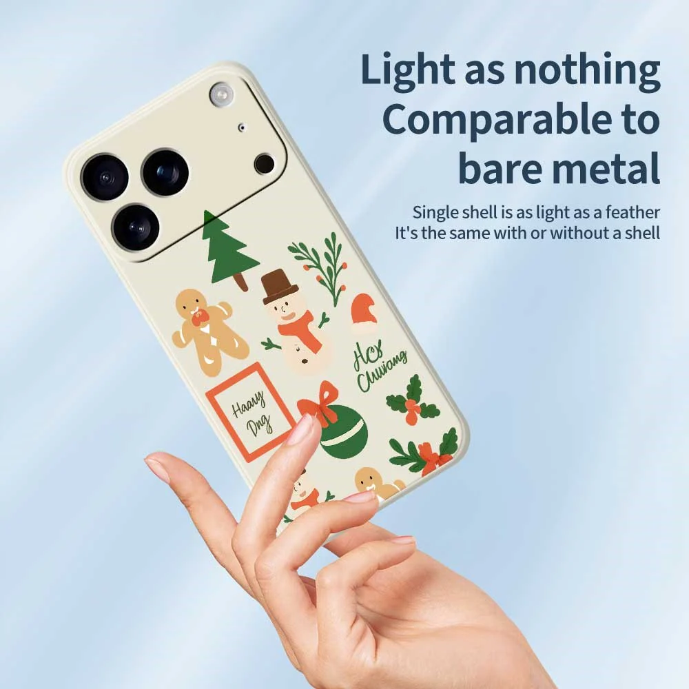 For iPhone 17 Pro Max Case Christmas Snowman Pattern Printing Straight Edge TPU Phone Back Cover - Black - Image 4