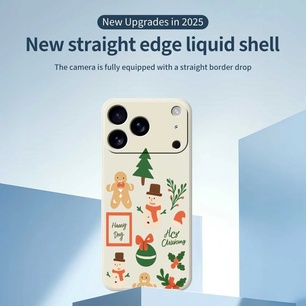 For iPhone 17 Pro Max Case Christmas Snowman Pattern Printing Straight Edge TPU Phone Back Cover - Green - Image 3