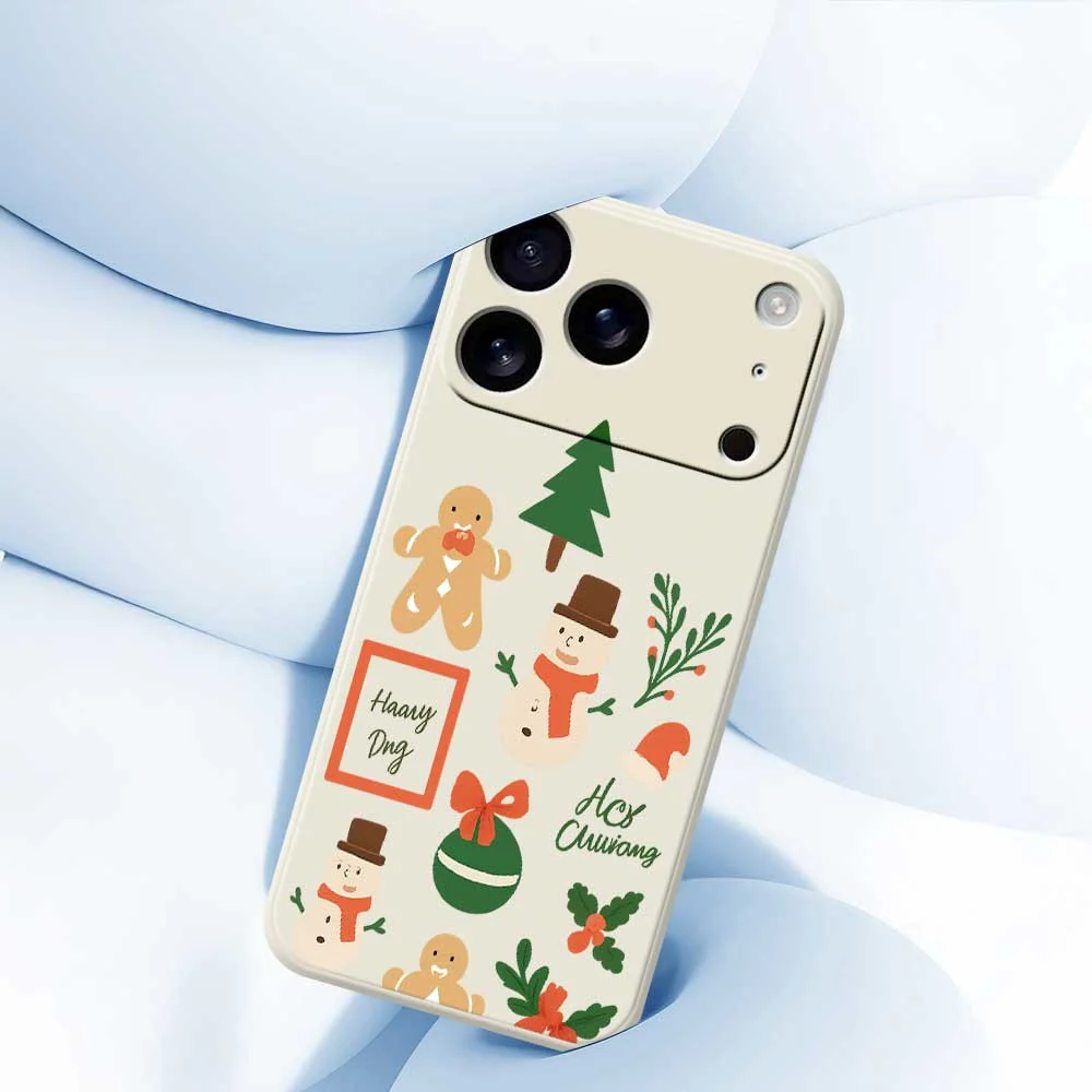 For iPhone 17 Pro Max Case Christmas Snowman Pattern Printing Straight Edge TPU Phone Back Cover - Green - Image 5