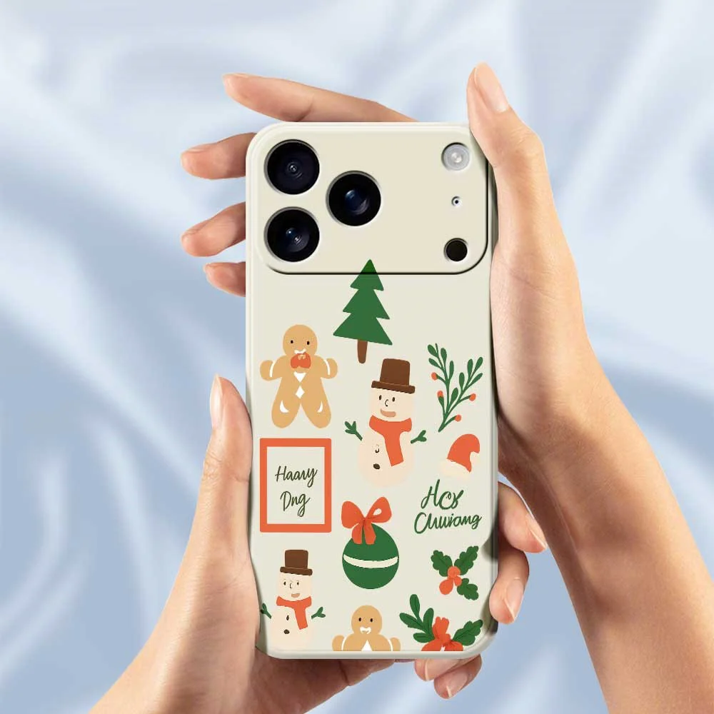 For iPhone 17 Pro Max Case Christmas Snowman Pattern Printing Straight Edge TPU Phone Back Cover - Green - Image 6