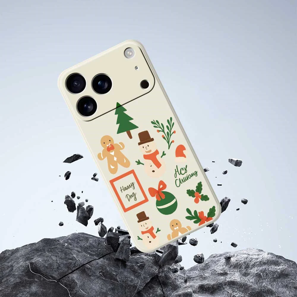 For iPhone 17 Pro Max Case Christmas Snowman Pattern Printing Straight Edge TPU Phone Back Cover - Green - Image 7