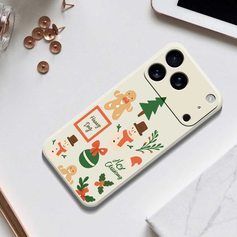 For iPhone 17 Pro Max Case Christmas Snowman Pattern Printing Straight Edge TPU Phone Back Cover - Green - Image 8