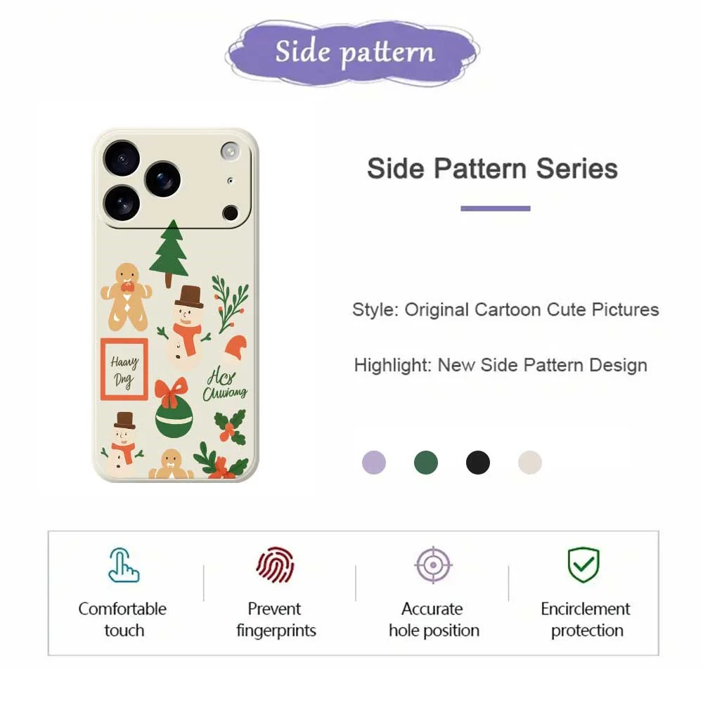 For iPhone 17 Pro Max Case Christmas Snowman Pattern Printing Straight Edge TPU Phone Back Cover - Purple - Image 2