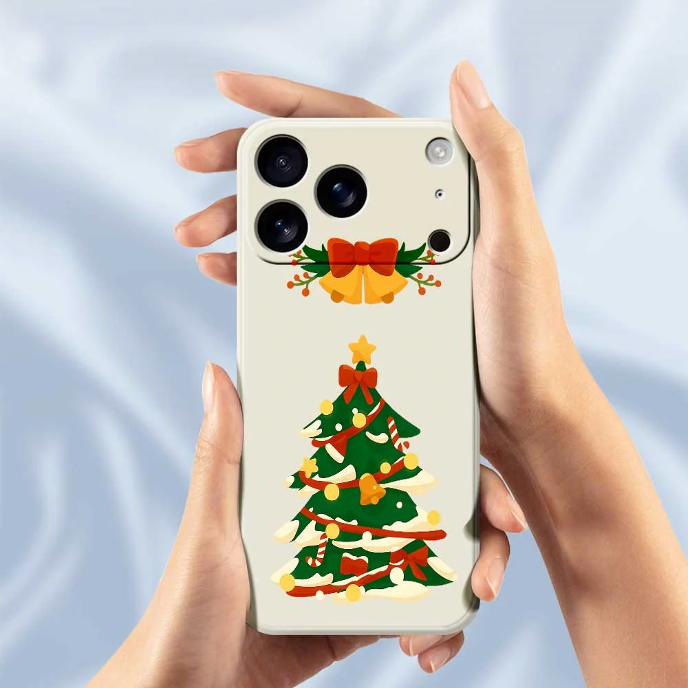 For iPhone 17 Pro Max Case Christmas Tree Bow Pattern Printing Straight Edge TPU Phone Back Cover - Beige - Image 4