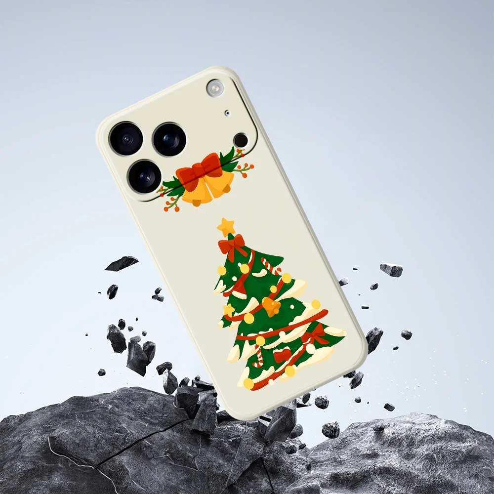 For iPhone 17 Pro Max Case Christmas Tree Bow Pattern Printing Straight Edge TPU Phone Back Cover - Black - Image 5