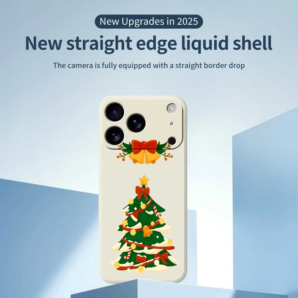 For iPhone 17 Pro Max Case Christmas Tree Bow Pattern Printing Straight Edge TPU Phone Back Cover - Green - Image 2