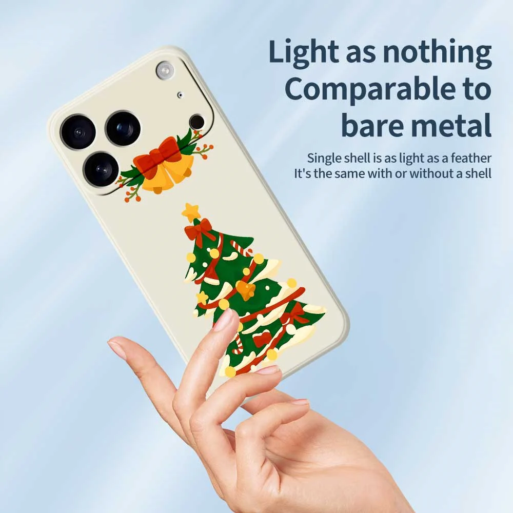 For iPhone 17 Pro Max Case Christmas Tree Bow Pattern Printing Straight Edge TPU Phone Back Cover - Green - Image 3