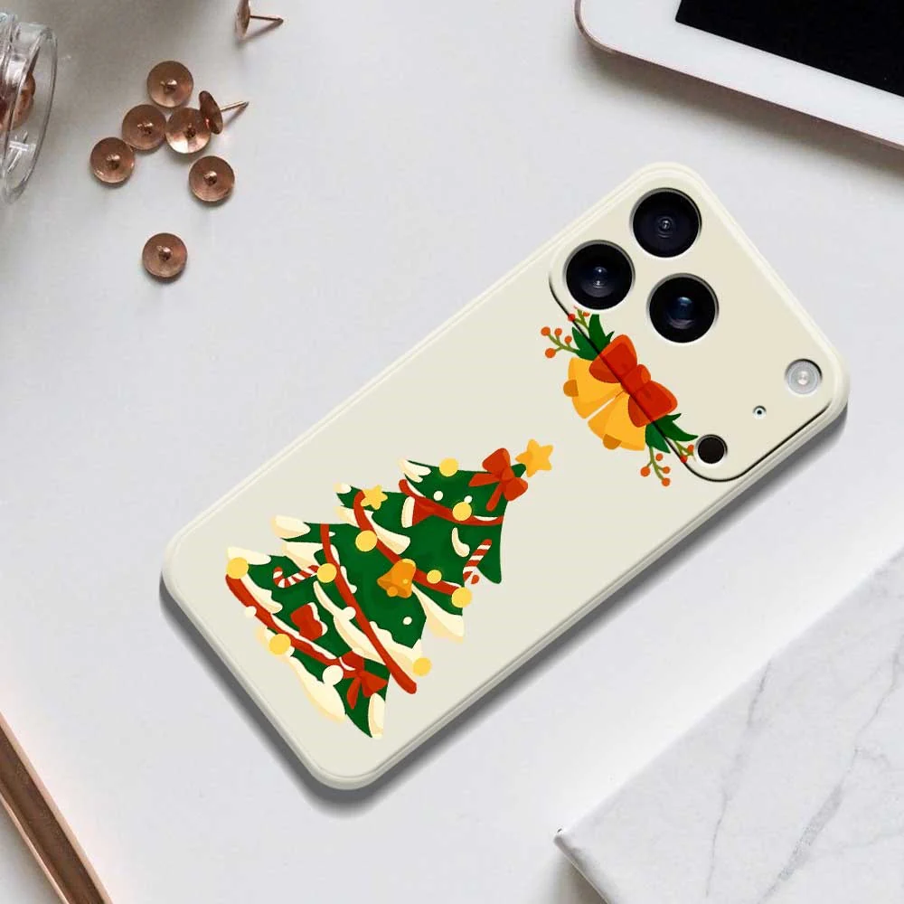 For iPhone 17 Pro Max Case Christmas Tree Bow Pattern Printing Straight Edge TPU Phone Back Cover - Green - Image 6