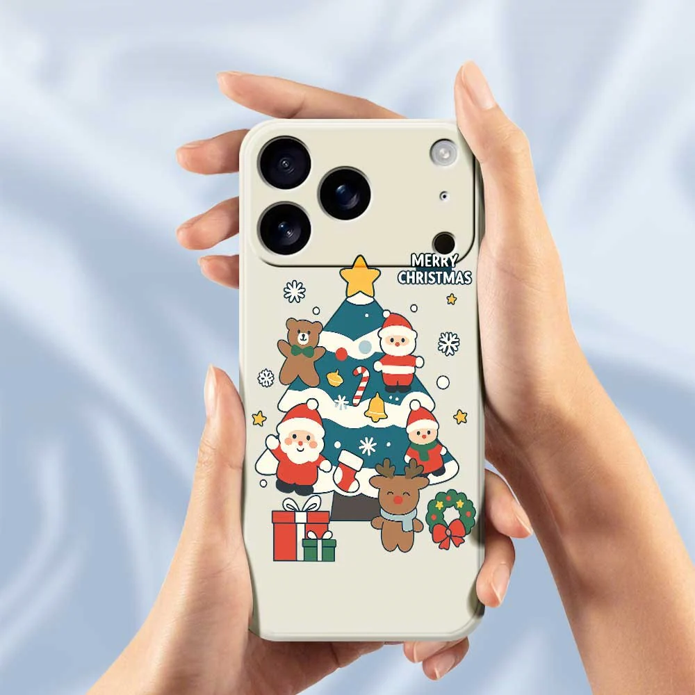 For iPhone 17 Pro Max Case Christmas Tree Gifts Pattern Printing Straight Edge TPU Phone Back Cover - Beige - Image 4