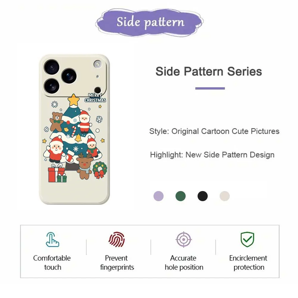 For iPhone 17 Pro Max Case Christmas Tree Gifts Pattern Printing Straight Edge TPU Phone Back Cover - Beige - Image 7