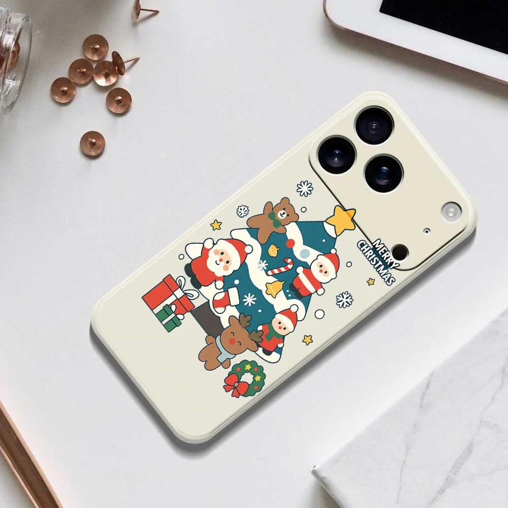 For iPhone 17 Pro Max Case Christmas Tree Gifts Pattern Printing Straight Edge TPU Phone Back Cover - Black - Image 6