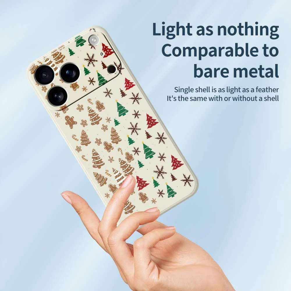 For iPhone 17 Pro Max Case Christmas Tree Gingerbread Pattern Printing Straight Edge TPU Phone Back Cover - Black - Image 3
