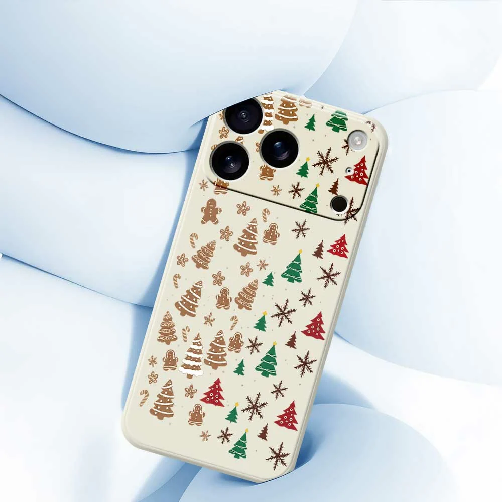 For iPhone 17 Pro Max Case Christmas Tree Gingerbread Pattern Printing Straight Edge TPU Phone Back Cover - Black - Image 4
