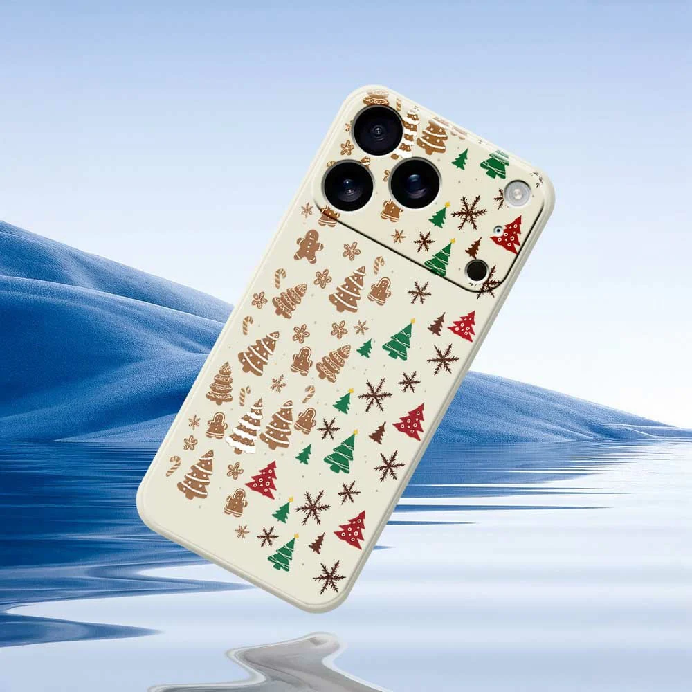 For iPhone 17 Pro Max Case Christmas Tree Gingerbread Pattern Printing Straight Edge TPU Phone Back Cover - Black - Image 6