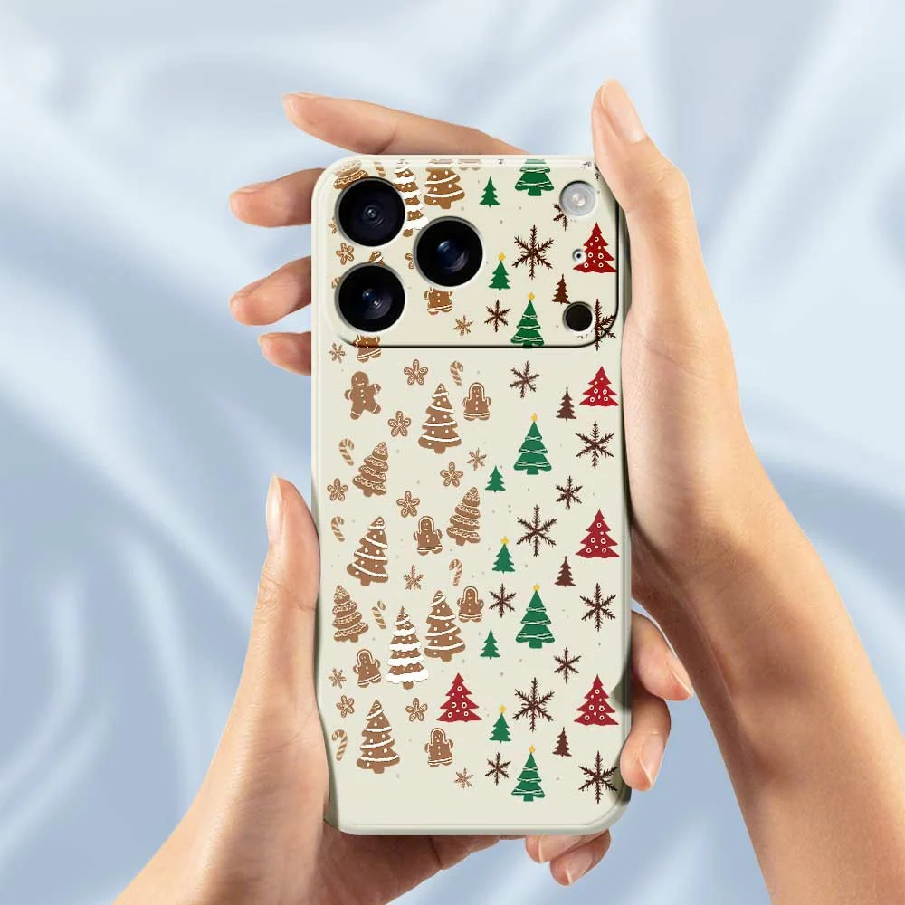 For iPhone 17 Pro Max Case Christmas Tree Gingerbread Pattern Printing Straight Edge TPU Phone Back Cover - Green - Image 5