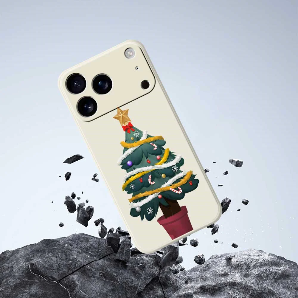 For iPhone 17 Pro Max Case Christmas Tree Potted Plants Pattern Printing Straight Edge TPU Phone Back Cover - Purple - Image 5