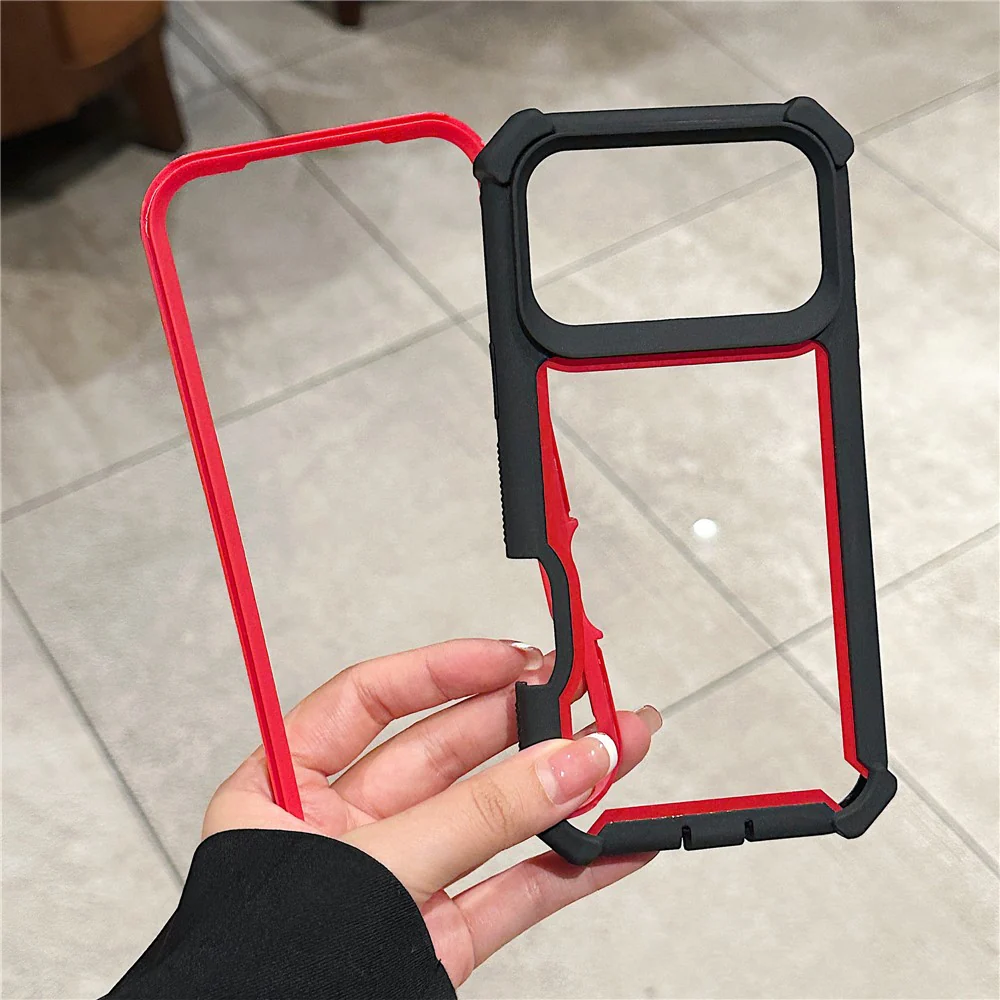 For iPhone 17 Pro Max Case Clear Detachable 2 in 1 Shockproof TPU + PC Phone Back Cover - Black / Blue - Image 6