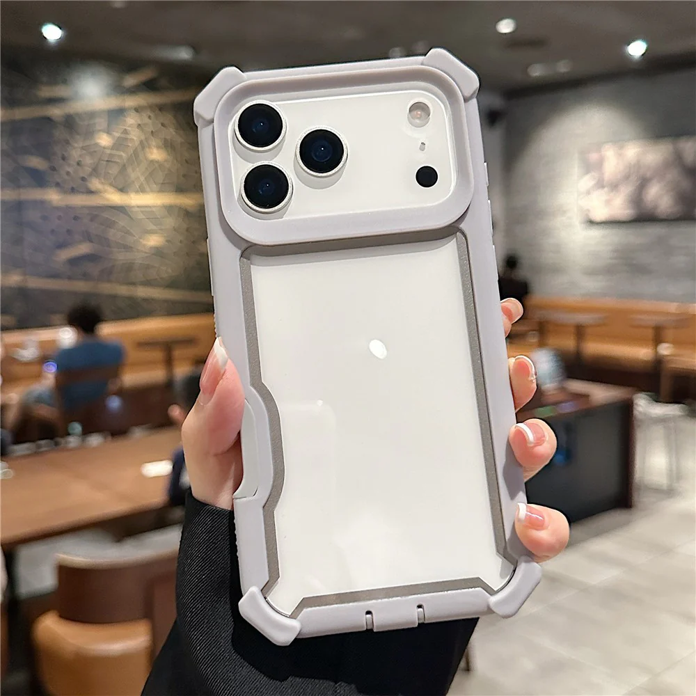 For iPhone 17 Pro Max Case Clear Detachable 2 in 1 Shockproof TPU + PC Phone Back Cover - Grey - Image 3