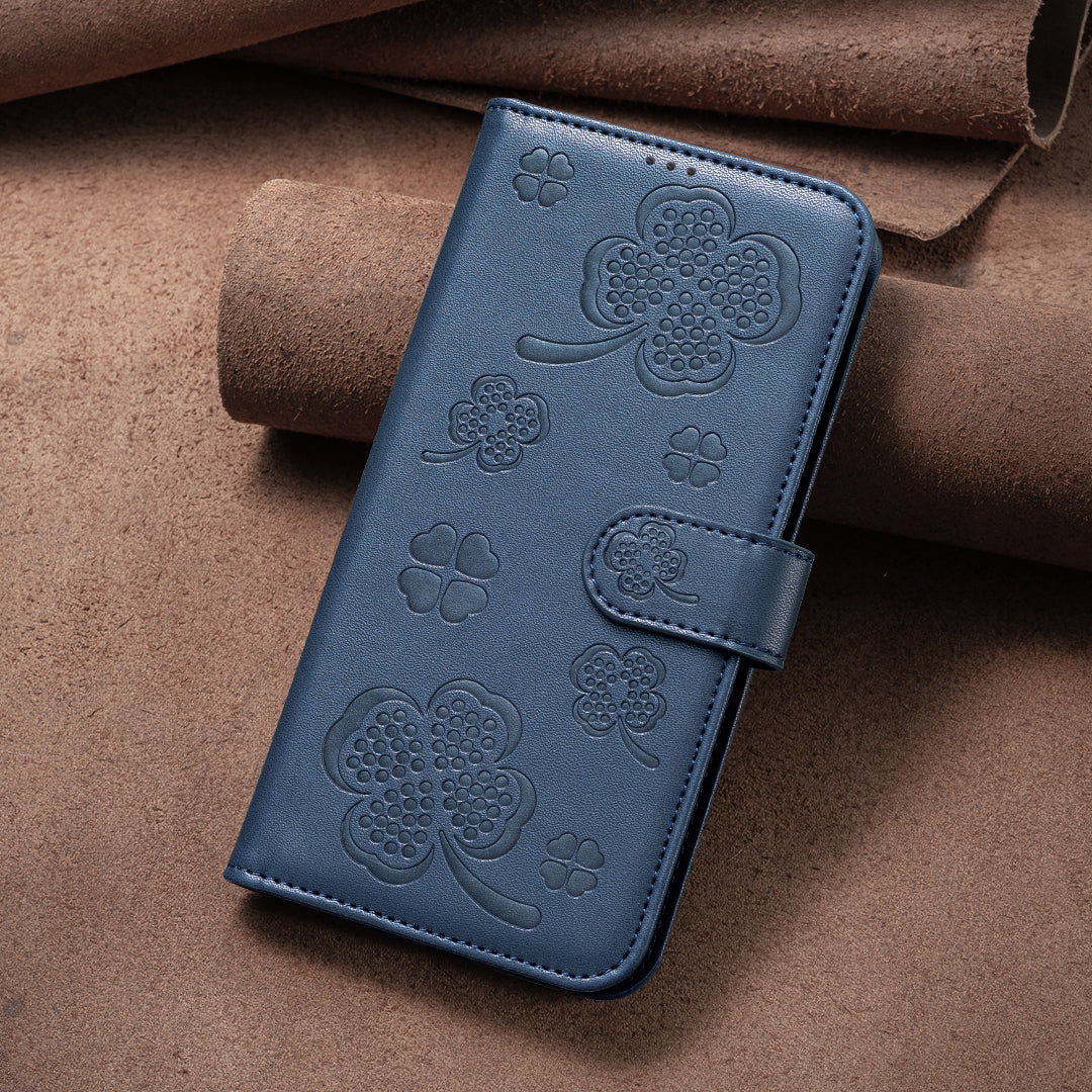 For iPhone 17 Pro Max Case Clover Pattern Wallet Stand View Leather Phone Cover - Blue - Image 8