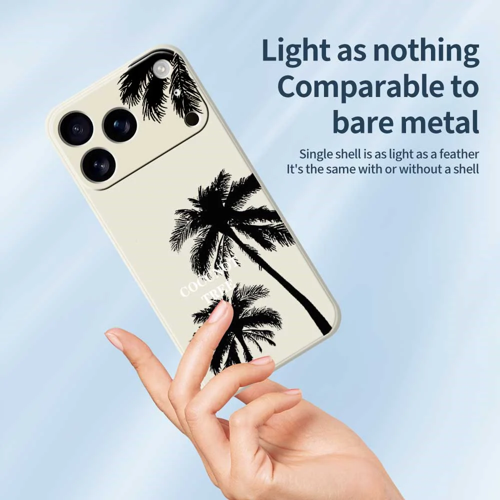 For iPhone 17 Pro Max Case Coconut Tree Pattern Printing Straight Edge TPU Phone Back Cover - Green - Image 4
