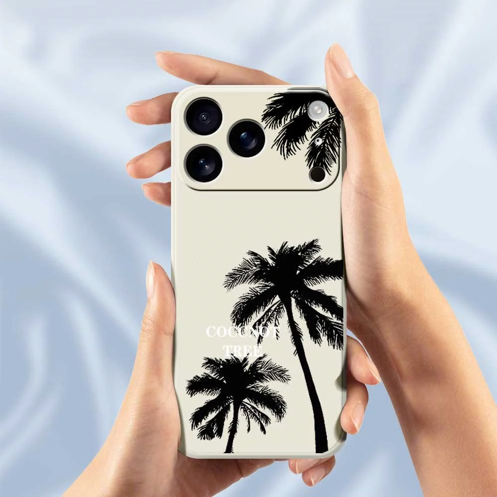 For iPhone 17 Pro Max Case Coconut Tree Pattern Printing Straight Edge TPU Phone Back Cover - Green - Image 6