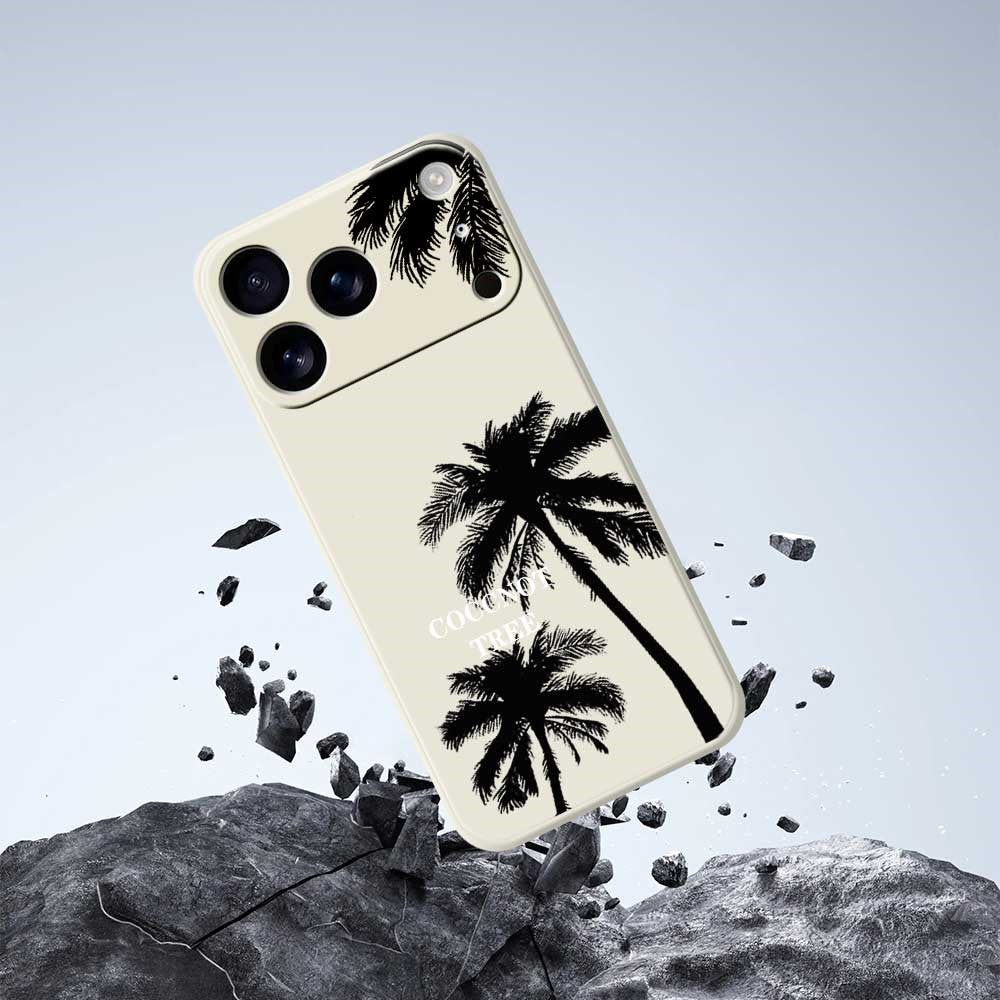 For iPhone 17 Pro Max Case Coconut Tree Pattern Printing Straight Edge TPU Phone Back Cover - Green - Image 7