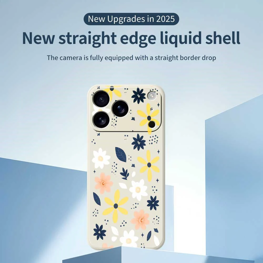 For iPhone 17 Pro Max Case Colorful Floral Blue Leaves Pattern Printing Straight Edge TPU Phone Back Cover - Purple - Image 3